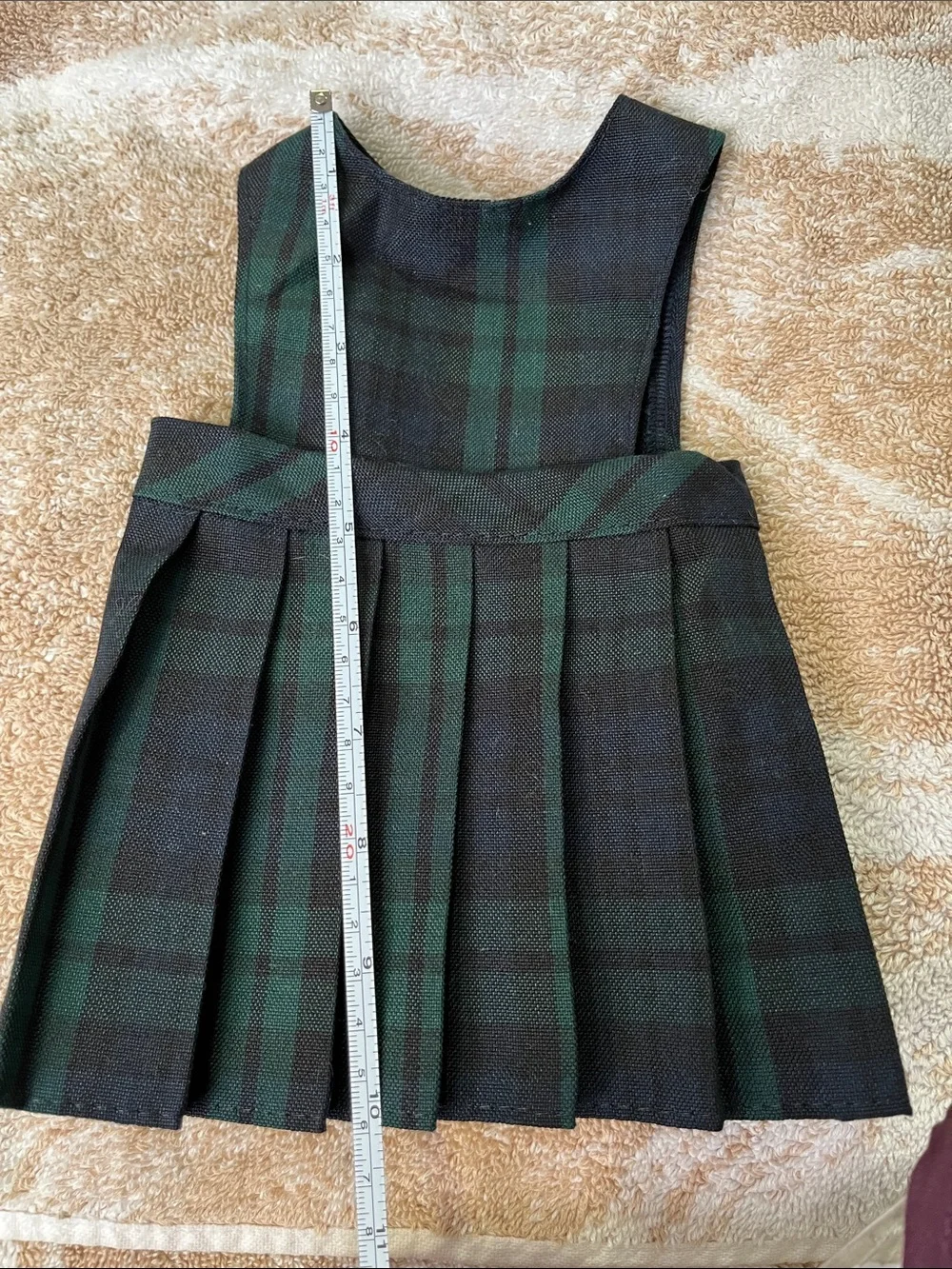 Vintage Green and Black Plaid Pleated Doll Jumper